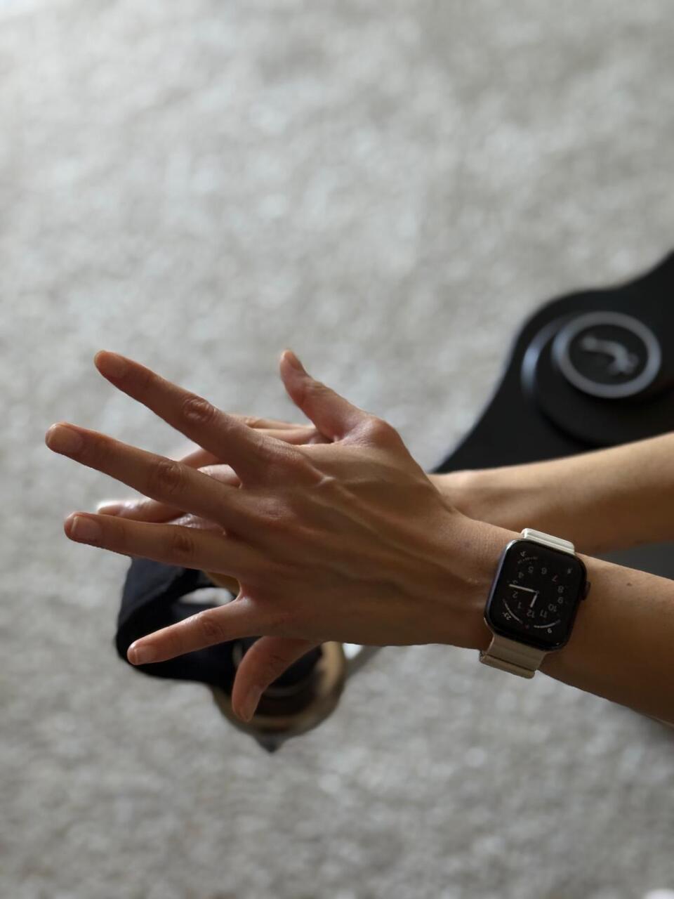Hand stretching during Gyrotonic session